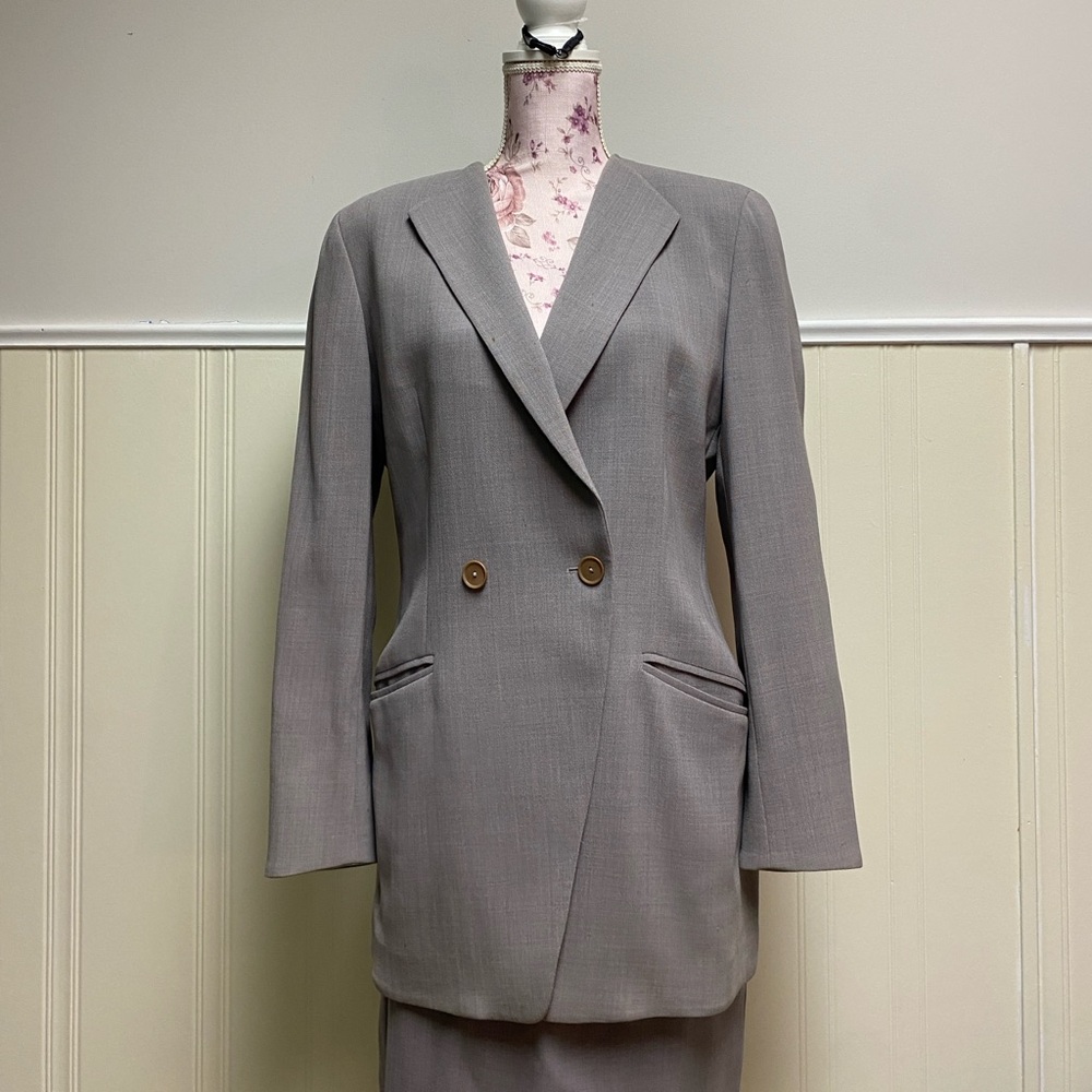 CERUTTI 1881 Business Suit Skirt Suit 100% Virgin Wool Size 38